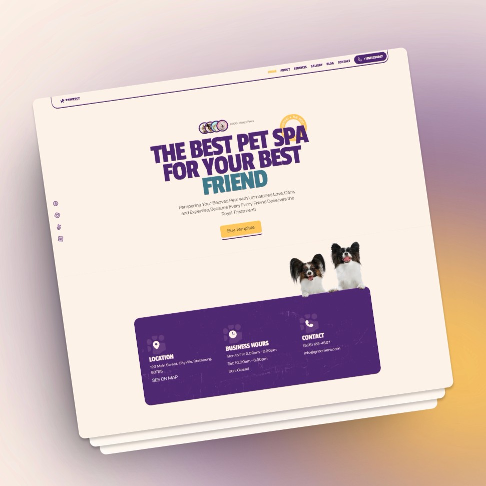 Pet grooming website